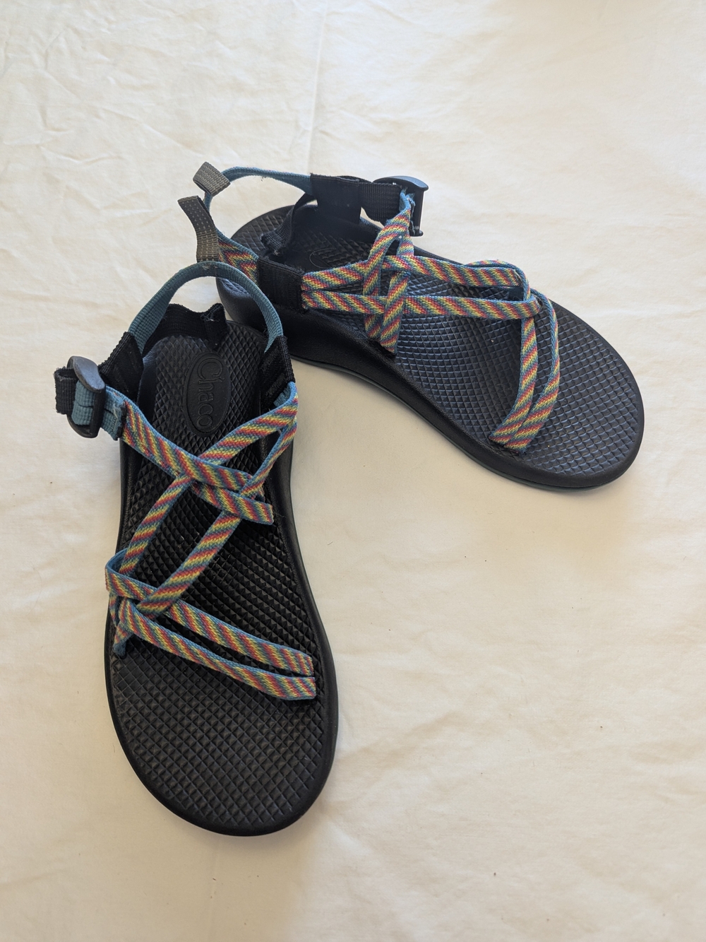 Black Chaco Unisex Sandals with Multicolor Straps
